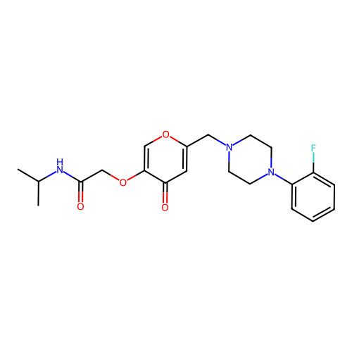 2-[(6-{[4-(2-fluorophenyl)piperazin-1-yl]methyl}-4-oxo-4H-pyran-3-yl)oxy]-N-(propan-2-yl)acetamide structure