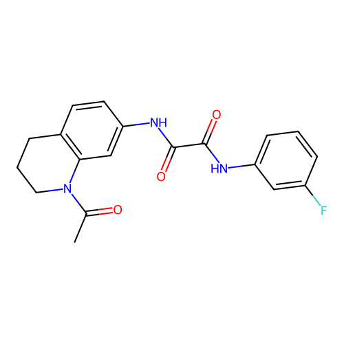 N'-(1-acetyl-3,4-dihydro-2H-quinolin-7-yl)-N-(3-fluorophenyl)oxamide structure