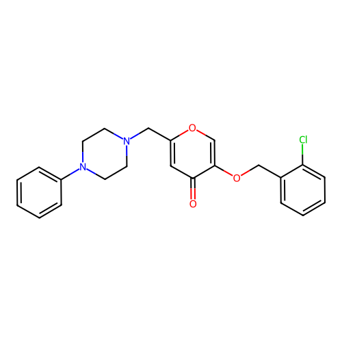 5-[(2-Chlorophenyl)methoxy]-2-[(4-phenylpiperazin-1-yl)methyl]pyran-4-one structure