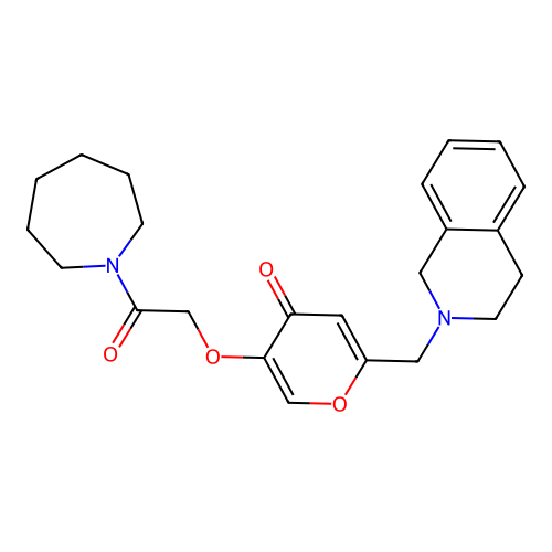 5-[2-(azepan-1-yl)-2-oxoethoxy]-2-(3,4-dihydro-1H-isoquinolin-2-ylmethyl)pyran-4-one structure