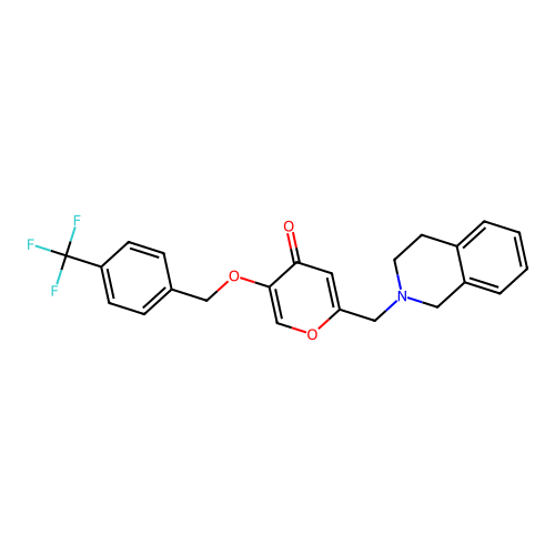 2-(3,4-dihydro-1H-isoquinolin-2-ylmethyl)-5-[[4-(trifluoromethyl)phenyl]methoxy]pyran-4-one structure
