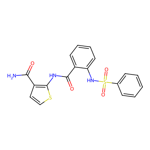 2-[[2-(Benzenesulfonamido)benzoyl]amino]thiophene-3-carboxamide structure
