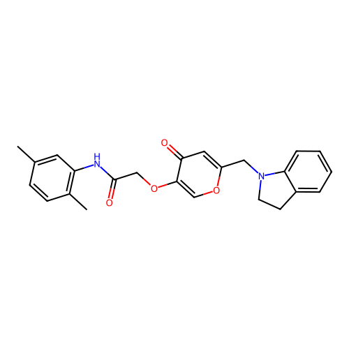 2-({6-[(2,3-dihydro-1H-indol-1-yl)methyl]-4-oxo-4H-pyran-3-yl}oxy)-N-(2,5-dimethylphenyl)acetamide structure