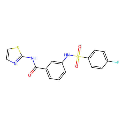 3-[(4-fluorophenyl)sulfonylamino]-N-(1,3-thiazol-2-yl)benzamide structure