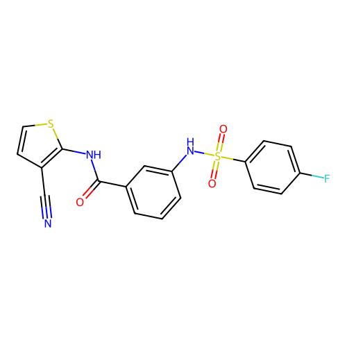 N-(3-cyanothiophen-2-yl)-3-[(4-fluorophenyl)sulfonylamino]benzamide structure