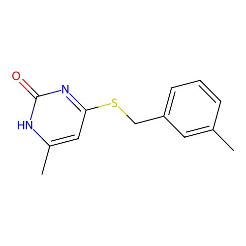 6-methyl-4-((3-methylbenzyl)thio)pyrimidin-2(1H)-one structure