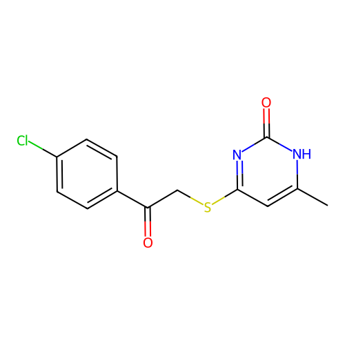 4-((2-(4-chlorophenyl)-2-oxoethyl)thio)-6-methylpyrimidin-2(1H)-one structure