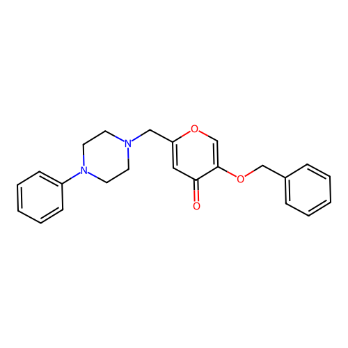 5-(benzyloxy)-2-((4-phenylpiperazin-1-yl)methyl)-4H-pyran-4-one structure