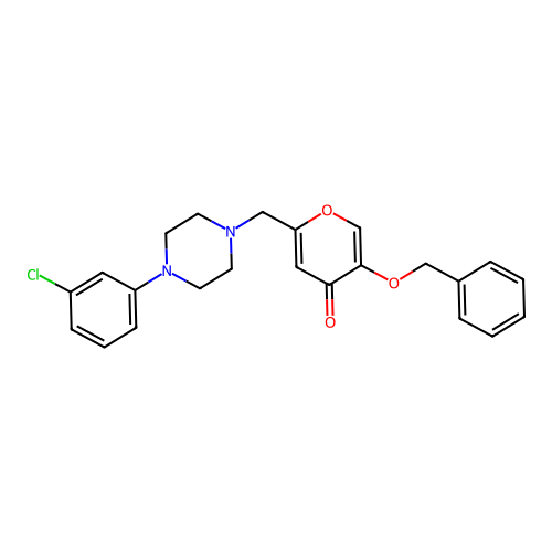 5-(benzyloxy)-2-{[4-(3-chlorophenyl)piperazin-1-yl]methyl}-4H-pyran-4-one structure