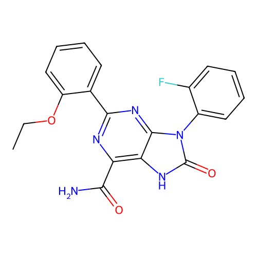 2-(2-ethoxyphenyl)-9-(2-fluorophenyl)-8-oxo-8,9-dihydro-7H-purine-6-carboxamide structure