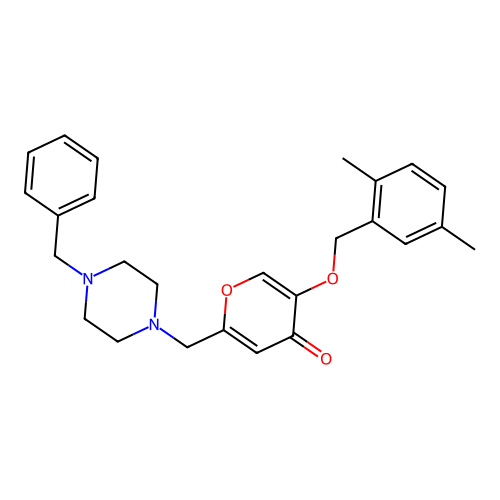 2-[(4-Benzylpiperazin-1-yl)methyl]-5-[(2,5-dimethylphenyl)methoxy]pyran-4-one structure