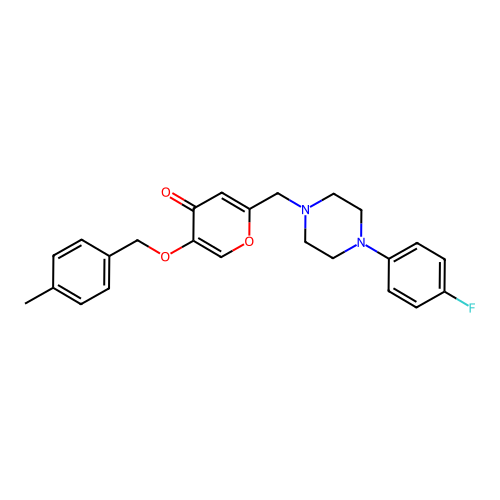 2-[[4-(4-fluorophenyl)piperazin-1-yl]methyl]-5-[(4-methylphenyl)methoxy]pyran-4-one structure