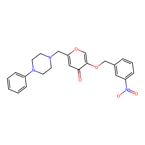 5-[(3-Nitrophenyl)methoxy]-2-[(4-phenylpiperazin-1-yl)methyl]pyran-4-one structure