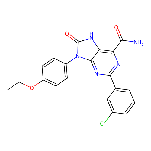 2-(3-chlorophenyl)-9-(4-ethoxyphenyl)-8-oxo-8,9-dihydro-7H-purine-6-carboxamide structure