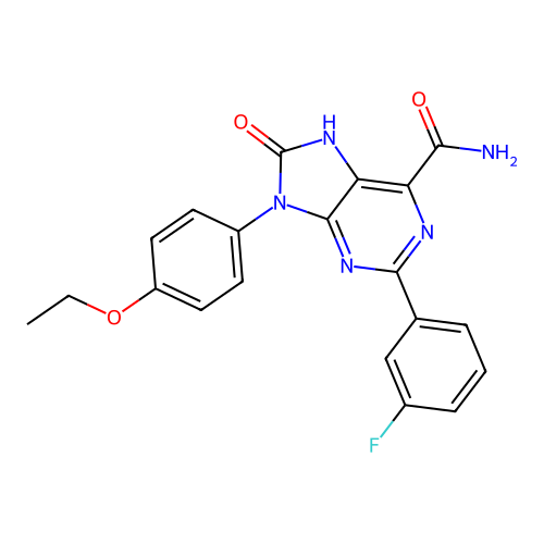 9-(4-ethoxyphenyl)-2-(3-fluorophenyl)-8-oxo-8,9-dihydro-7H-purine-6-carboxamide structure