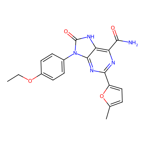 9-(4-ethoxyphenyl)-2-(5-methylfuran-2-yl)-8-oxo-8,9-dihydro-7H-purine-6-carboxamide structure