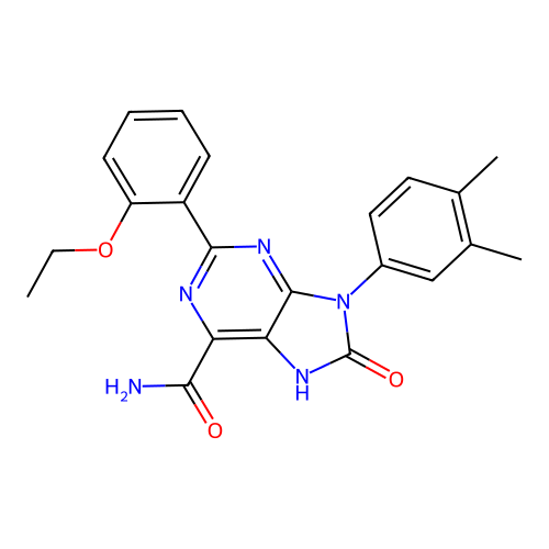 9-(3,4-dimethylphenyl)-2-(2-ethoxyphenyl)-8-oxo-8,9-dihydro-7H-purine-6-carboxamide structure