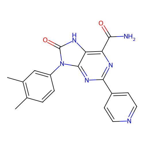 9-(3,4-dimethylphenyl)-8-oxo-2-pyridin-4-yl-7H-purine-6-carboxamide structure
