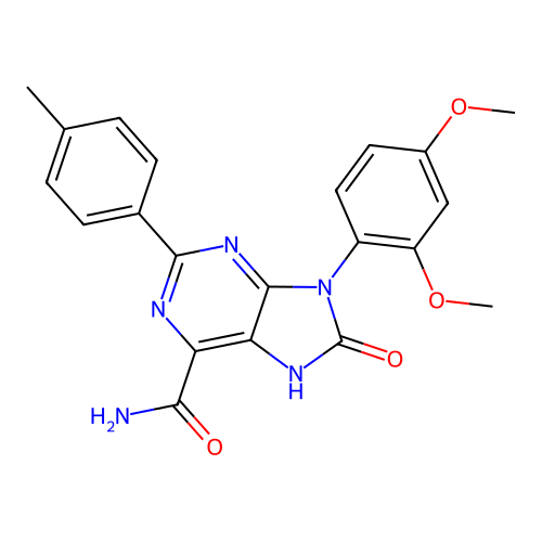 9-(2,4-dimethoxyphenyl)-2-(4-methylphenyl)-8-oxo-7H-purine-6-carboxamide structure