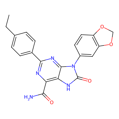 9-(1,3-benzodioxol-5-yl)-2-(4-ethylphenyl)-8-oxo-7H-purine-6-carboxamide structure
