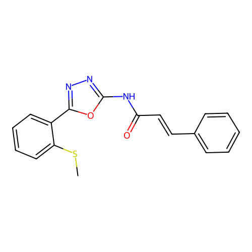 N-(5-(2-(methylthio)phenyl)-1,3,4-oxadiazol-2-yl)cinnamamide structure