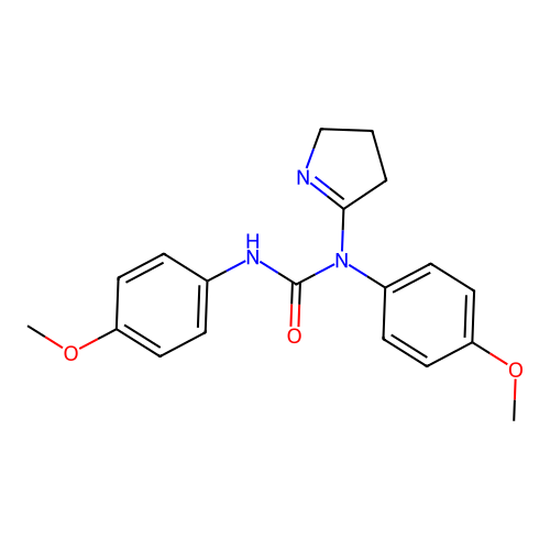 1-(3,4-dihydro-2H-pyrrol-5-yl)-1,3-bis(4-methoxyphenyl)urea structure
