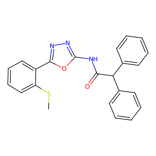 N-(5-(2-(methylthio)phenyl)-1,3,4-oxadiazol-2-yl)-2,2-diphenylacetamide structure