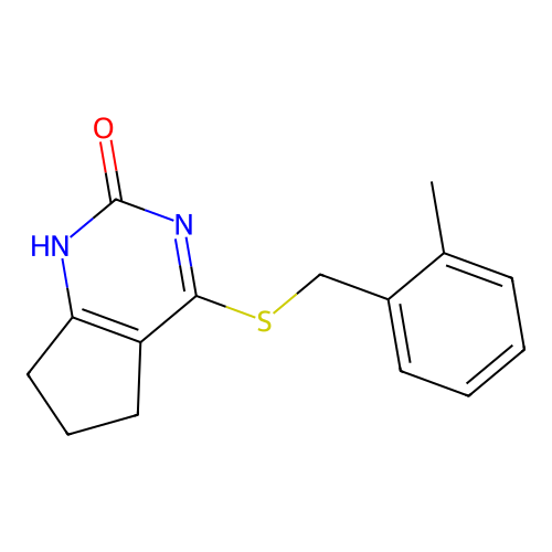 4-((2-methylbenzyl)thio)-6,7-dihydro-1H-cyclopenta[d]pyrimidin-2(5H)-one structure