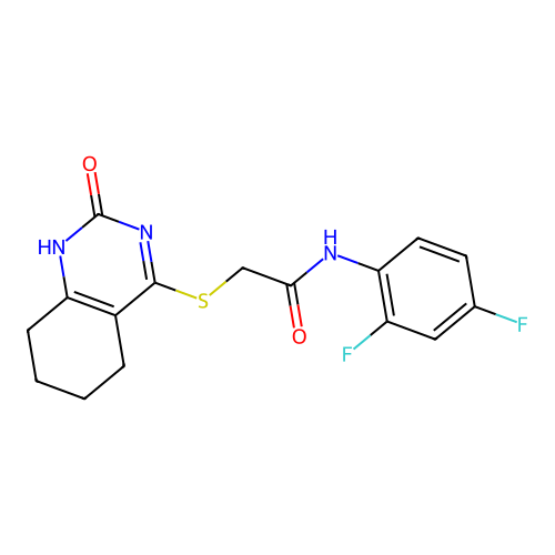 N-(2,4-difluorophenyl)-2-((2-oxo-1,2,5,6,7,8-hexahydroquinazolin-4-yl)thio)acetamide structure
