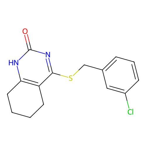 4-((3-chlorobenzyl)thio)-5,6,7,8-tetrahydroquinazolin-2(1H)-one structure
