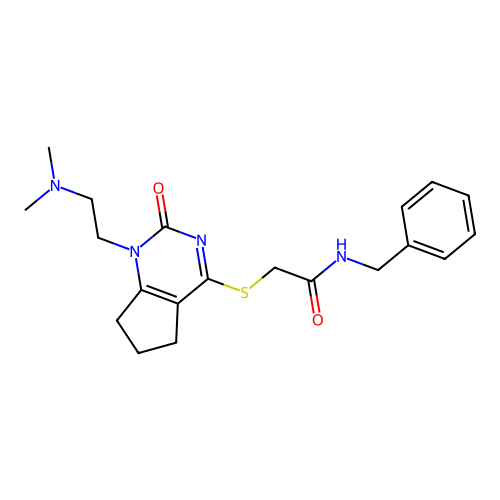 N-benzyl-2-({1-[2-(dimethylamino)ethyl]-2-oxo-1H,2H,5H,6H,7H-cyclopenta[d]pyrimidin-4-yl}sulfanyl)acetamide structure