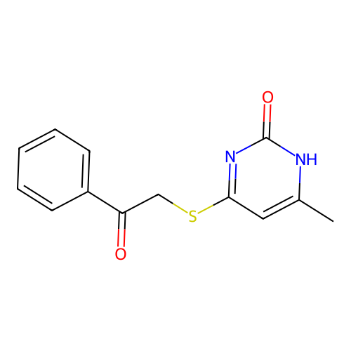 6-methyl-4-phenacylsulfanyl-1H-pyrimidin-2-one structure
