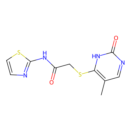 2-[(5-methyl-2-oxo-1H-pyrimidin-6-yl)sulfanyl]-N-(1,3-thiazol-2-yl)acetamide structure