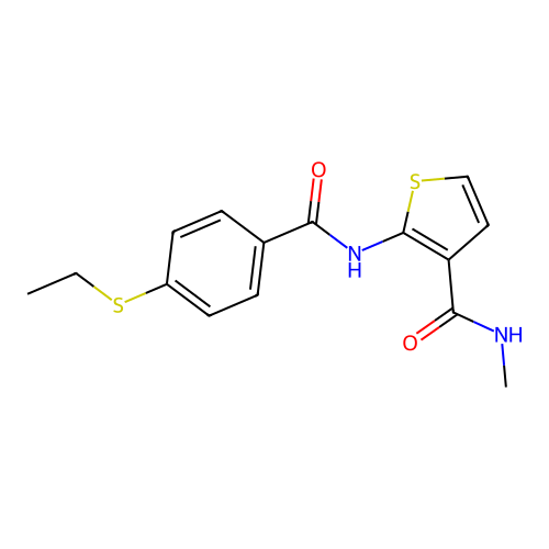 2-(4-(ethylthio)benzamido)-N-methylthiophene-3-carboxamide structure
