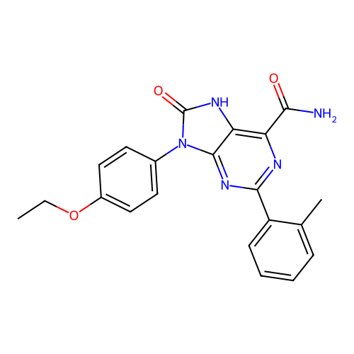 9-(4-ethoxyphenyl)-2-(2-methylphenyl)-8-oxo-7H-purine-6-carboxamide structure