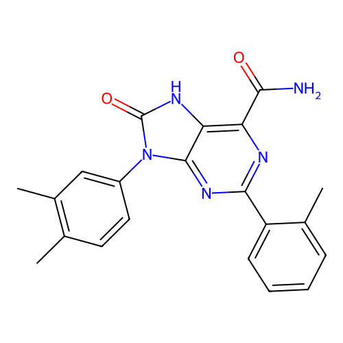 9-(3,4-dimethylphenyl)-2-(2-methylphenyl)-8-oxo-7H-purine-6-carboxamide structure