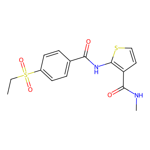 2-(4-(ethylsulfonyl)benzamido)-N-methylthiophene-3-carboxamide structure