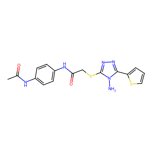 2-{[4-amino-5-(thiophen-2-yl)-4H-1,2,4-triazol-3-yl]sulfanyl}-N-(4-acetamidophenyl)acetamide structure