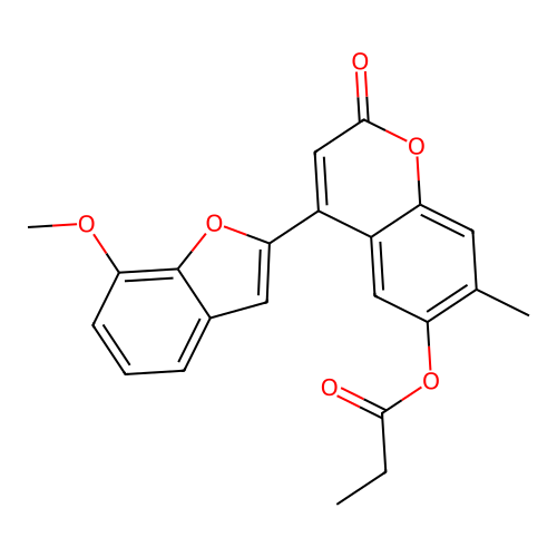 4-(7-methoxy-1-benzofuran-2-yl)-7-methyl-2-oxo-2H-chromen-6-yl propanoate structure