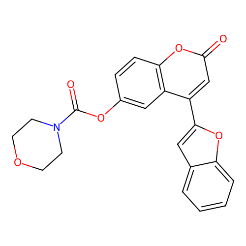 4-(1-benzofuran-2-yl)-2-oxo-2H-chromen-6-yl morpholine-4-carboxylate structure