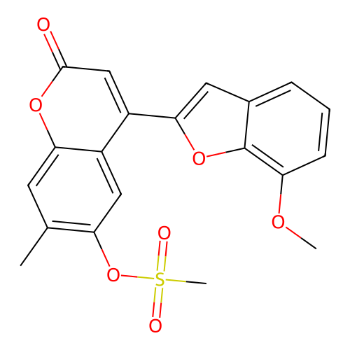 4-(7-methoxy-1-benzofuran-2-yl)-7-methyl-2-oxo-2H-chromen-6-yl methanesulfonate structure