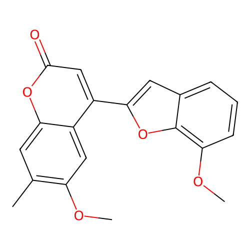 6-methoxy-4-(7-methoxy-1-benzofuran-2-yl)-7-methyl-2H-chromen-2-one structure