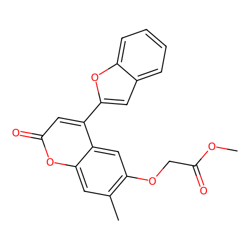 methyl 2-((4-(benzofuran-2-yl)-7-methyl-2-oxo-2H-chromen-6-yl)oxy)acetate structure