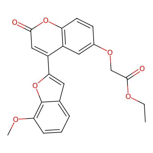 ethyl 2-((4-(7-methoxybenzofuran-2-yl)-2-oxo-2H-chromen-6-yl)oxy)acetate structure