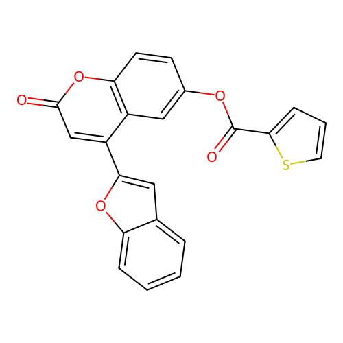 4-(1-benzofuran-2-yl)-2-oxo-2H-chromen-6-yl thiophene-2-carboxylate structure
