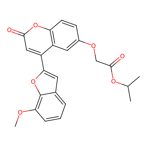 Methylethyl 2-[4-(7-methoxybenzo[d]furan-2-yl)-2-oxochromen-6-yloxy]acetate structure
