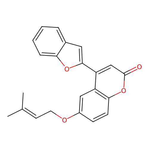4-(1-benzofuran-2-yl)-6-[(3-methylbut-2-en-1-yl)oxy]-2H-chromen-2-one structure