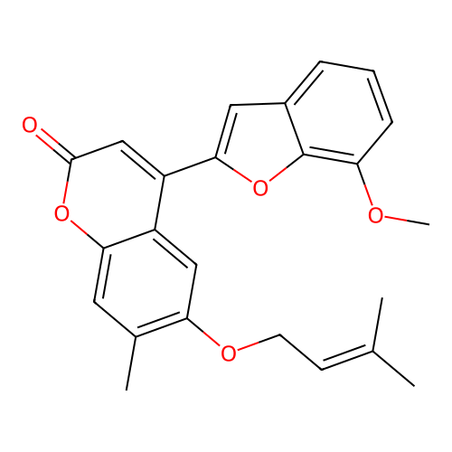 4-(7-methoxy-1-benzofuran-2-yl)-7-methyl-6-[(3-methylbut-2-en-1-yl)oxy]-2H-chromen-2-one structure