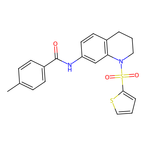4-methyl-N-(1-thiophen-2-ylsulfonyl-3,4-dihydro-2H-quinolin-7-yl)benzamide structure