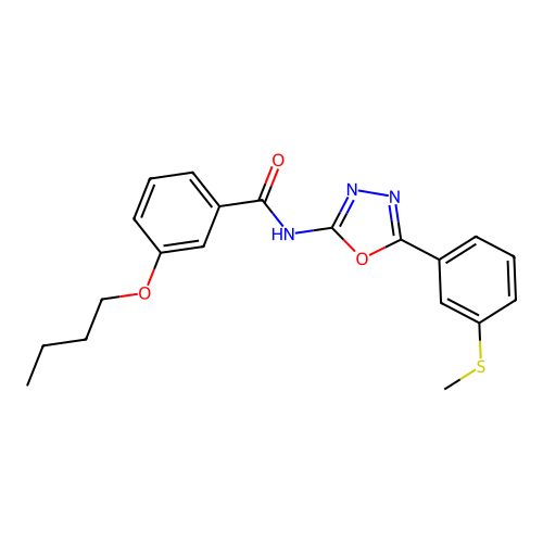 3-butoxy-N-[5-(3-methylsulfanylphenyl)-1,3,4-oxadiazol-2-yl]benzamide structure